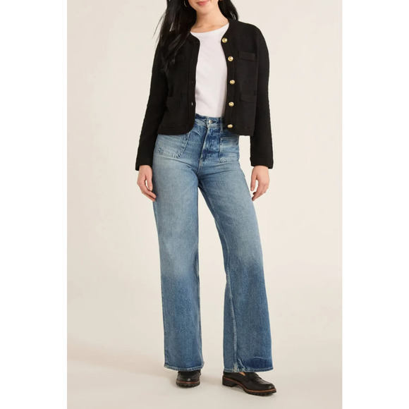 Free Assembly Womens Welt Pocket Cardigan Sweater Black Soot Size XXL (20) - Picture 4 of 8